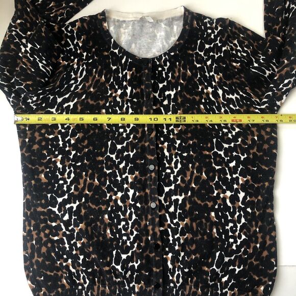 Talbots Petites Medium Womens Long Sleeve Cardigan Sweater Leopard Print - Picture 7 of 8